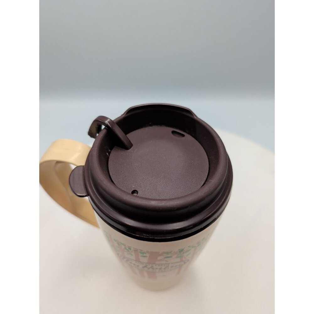 Tim Hortons Insulated Thermo-Serve Forest Trees Beige Coffee Travel Mug Vintage - Picture 5 of 7